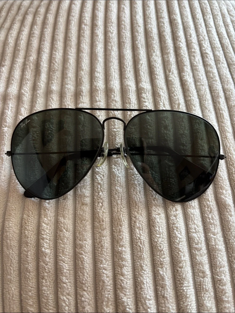 Ray-Ban Black Frame with Dark Green Lenses Aviator Sunglasses